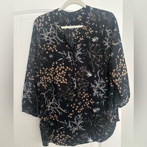 NYDJ Black Floral Blouse